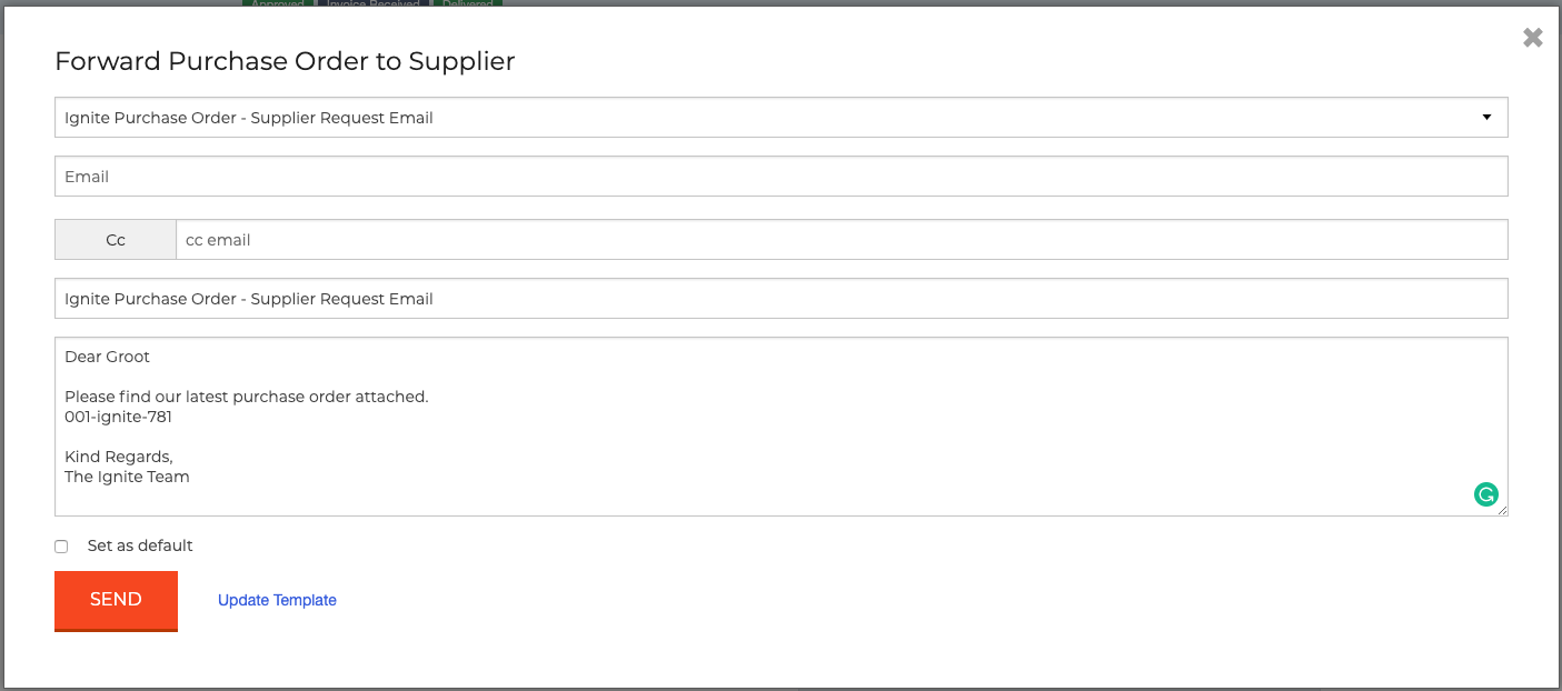 How do i create my own supplier email templates 